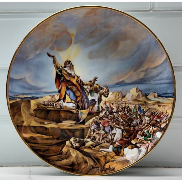 Battle of Amalek, The Promised Land, by Viannis Koutsis, Porcelain plate 8 of 12 - Picture 1 of 10